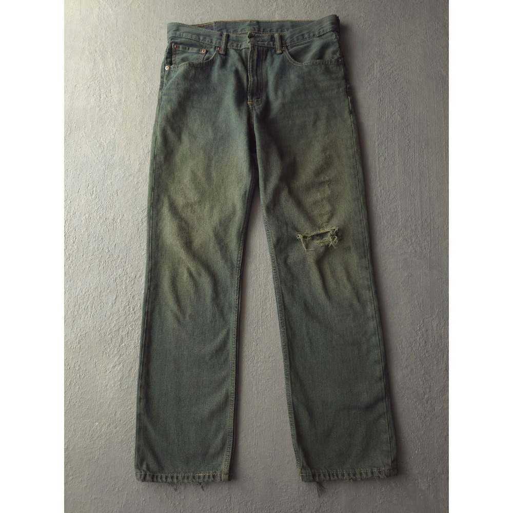 Vintage 2000s Levi's Green Jeans 33x29 Overdyed Distressed 519